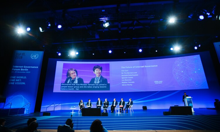 Speaker on the stage for the Internet Governance Forum Berlin