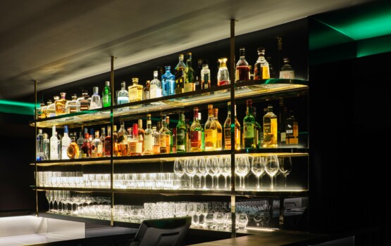 Bar rack at the night club New York Bar at the Estrel Berlin